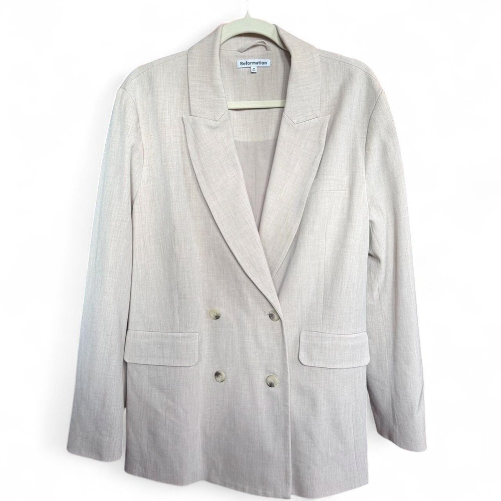 Reformation Winston Blazer Beige Double Breasted Jacket Size M Taylor Swift